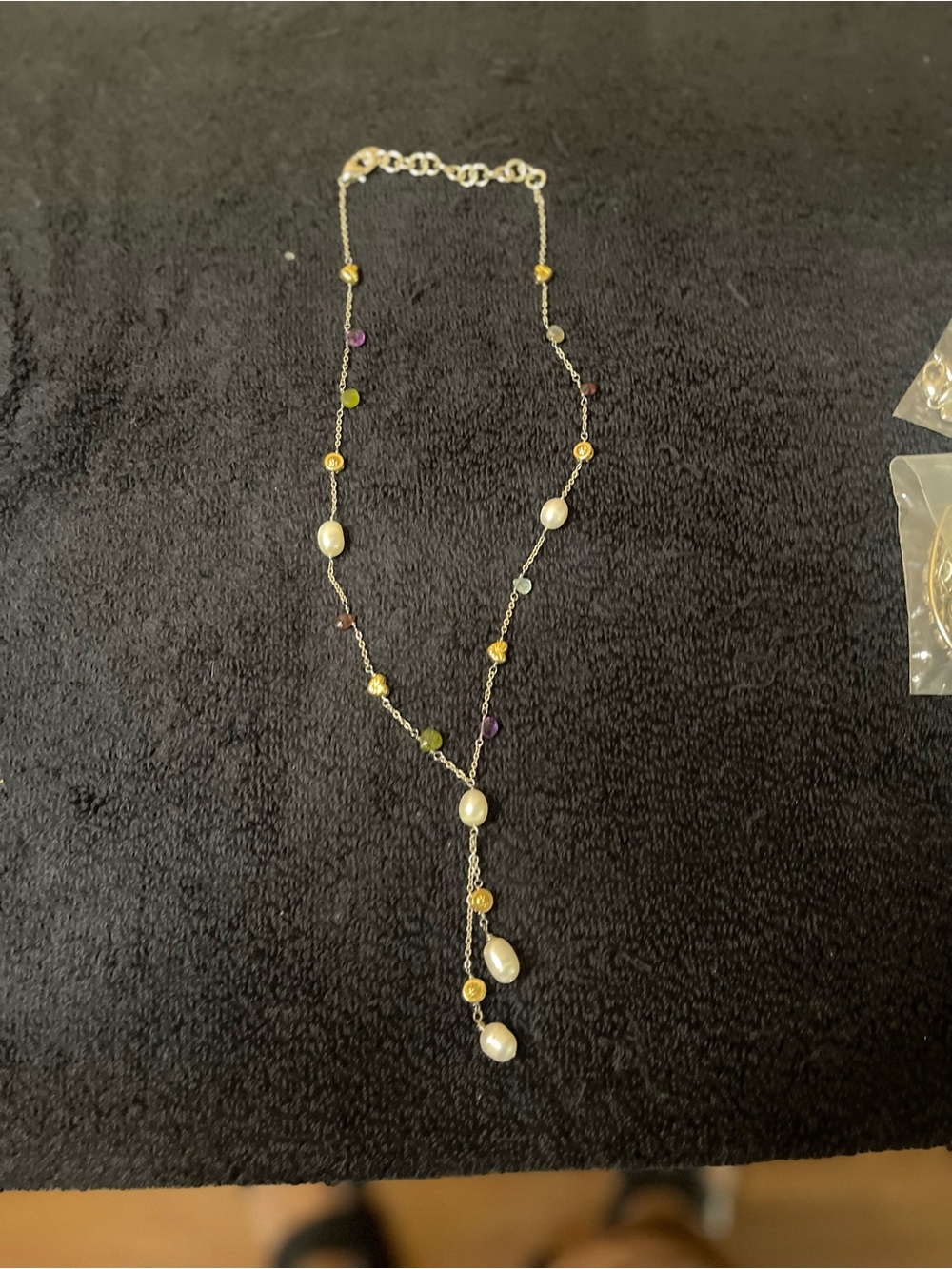 Delicate Multi-Gem and Pearl Y-Necklace - Gold Accents by Brighton